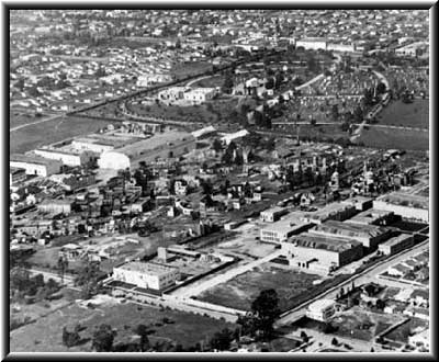 aerial view of backlot